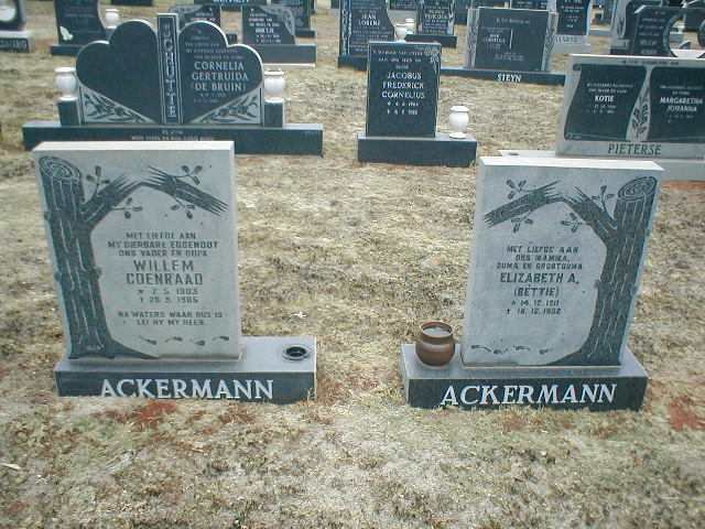 ACKERMANN Willem Coenraad 1903-1986 &amp; Elizabeth A. 1911-1992