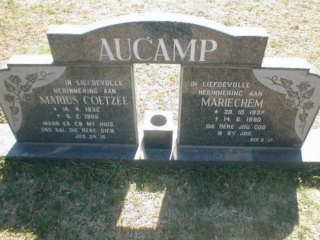 AUCAMP Marius Coetzee 1932-1988 &amp; Mariechem 1937-1990