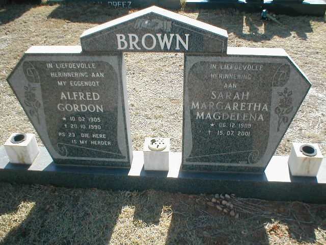 BROWN Alfred Gordon 1905-1990 &amp; Sarah Margaretha Magdalena 1909-2001