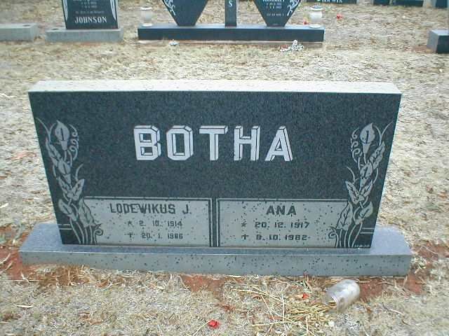 BOTHA Lodewikus J. 1914-1986 &amp; Ana 1917-1982
