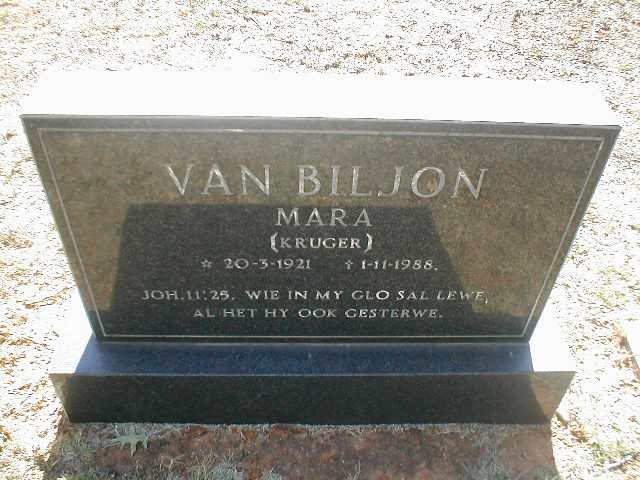BILJON Mara, van nee KRUGER 1921 - 1988