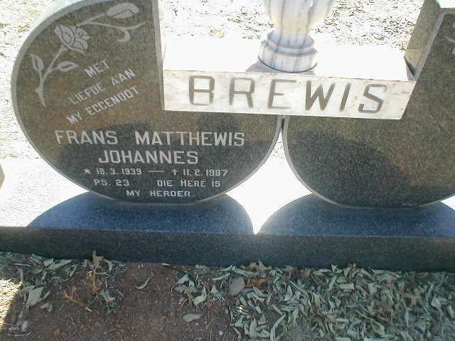 BREWIS Frans Matthewis Johannes 1939-1987