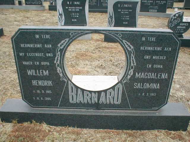 BARNARD Willem Hendrik 1915-1985 &amp; Magdalena Salomina 1913-