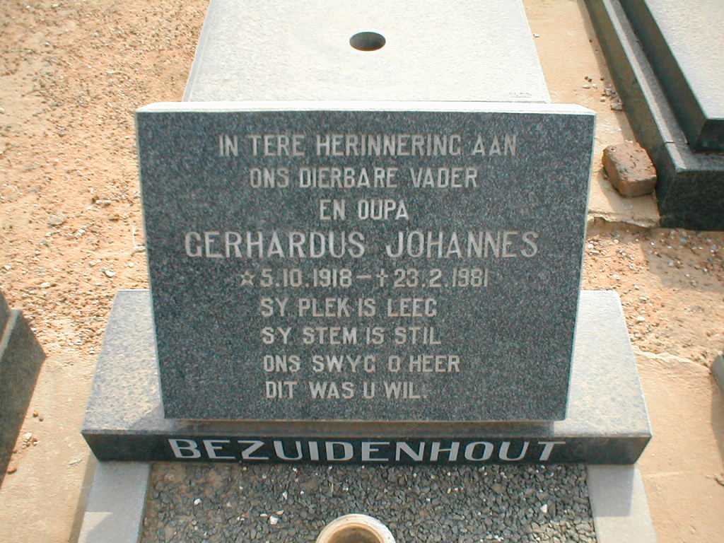 BEZUIDENHOUT Gerhardus Johannes 1918-1981