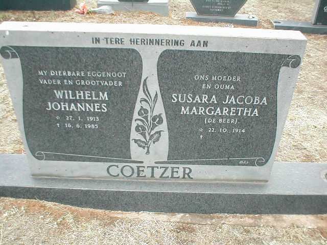 COETZER Wilhelm Johannes 1913-1985 &amp; Susara Jacoba Margaretha DE BEER 1914-