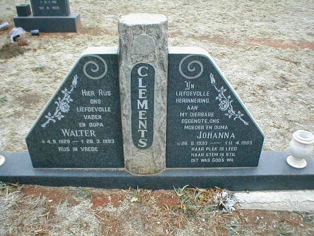 CLEMENTS Walter 1929-1983 &amp; Johanna 1930-1983