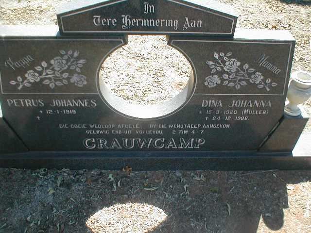 CRAUWCAMP Petrus Johannes 1919- &amp; Dina Johanna MULLER 1928-1986
