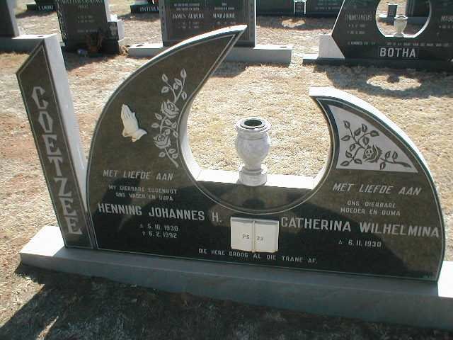 COETZEE Henning Johannes H. 1930-1992 &amp; Catharina Wilhelmina 1930-
