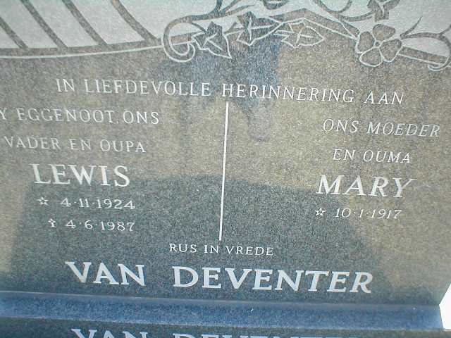 DEVENTER Lewis, van 1924 - 1987 &amp; Mary 1917 -