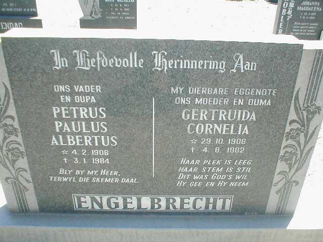 ENGELBRECHT Petrus Paulus Albertus 1906-1984 &amp; Gertruida Cornelia 1908-1982