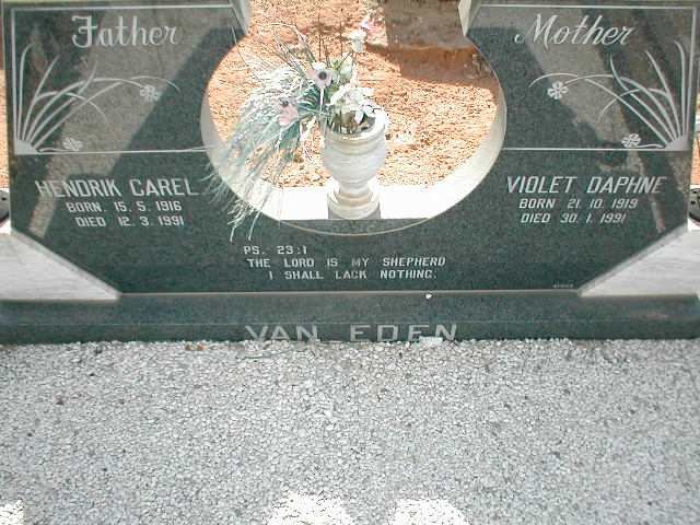 EDEN Hendrik Carel, van 1916-1991 &amp; Violet Daphne 1919-1996