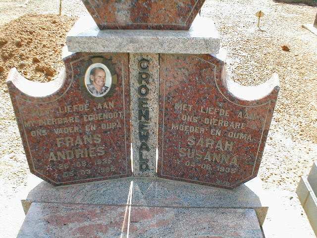 GROENEWALD Frans Andries 1935-1995 &amp; Sarah Susanna 1935-
