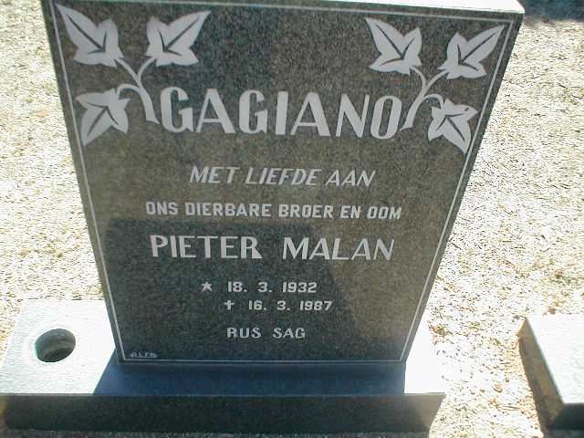 GAGIANO Pieter Malan 1932-1987