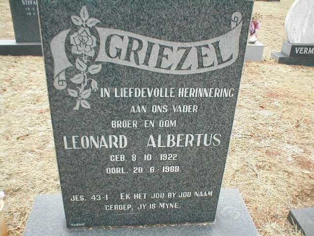 GRIEZEL Leonard Albertus 1922-1983