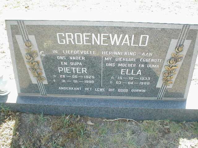 GROENEWALD Pieter 1925-1998 &amp; Ella 1933-1988