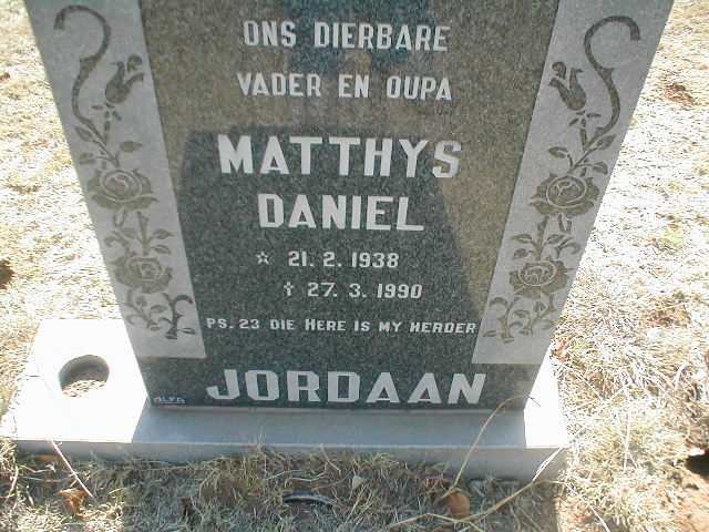 JORDAAN Matthys Daniel 1938-1990