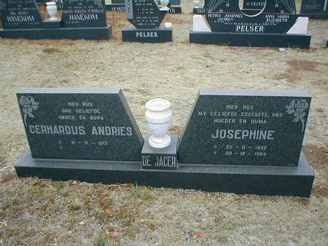 JAGER Gerhardus Andries, de 1913- &amp; Josephine 1922-1984