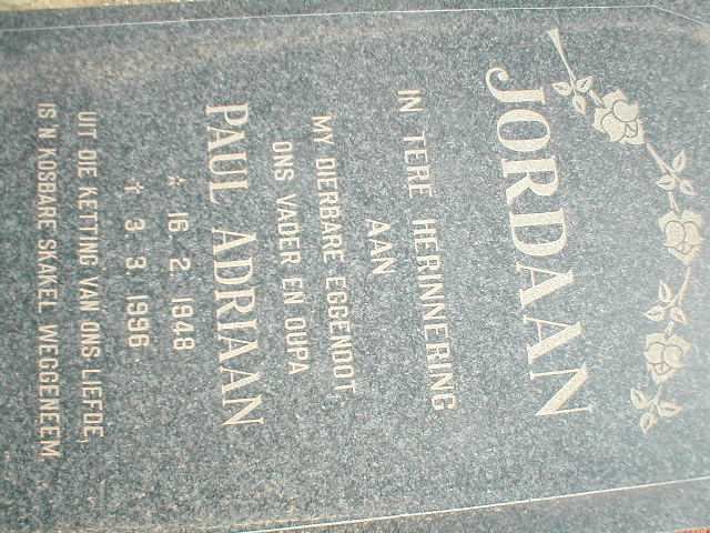 JORDAAN Paul Adriaan 1948-1996