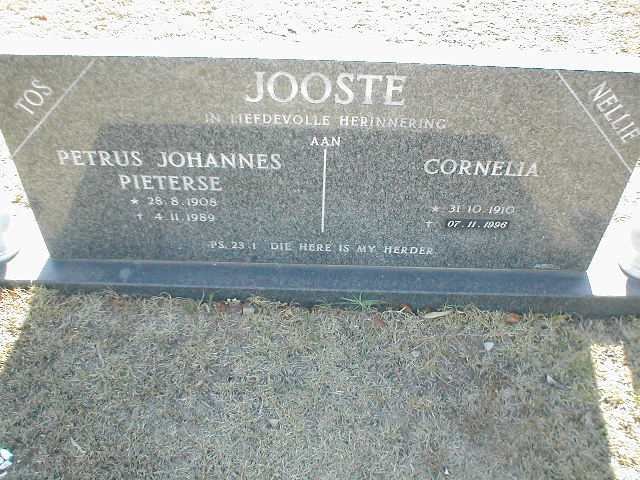 JOOSTE Petrus Johannes Pieterse 1908-1989 &amp; Cornelia 1910-1996