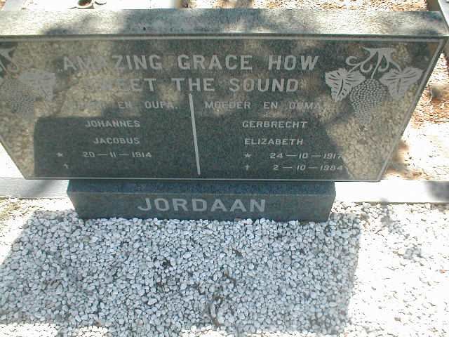 JORDAAN Johhanes Jacobus 1914- &amp; Gerbrecht Elizabeth 1917-1984