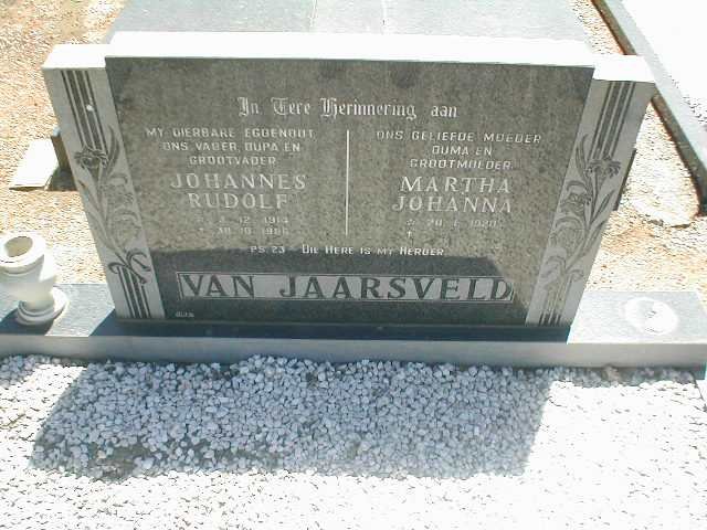 JAARSVELD Johannes Rudolf, van 1914-1986 &amp; Martha Johanna 1920-