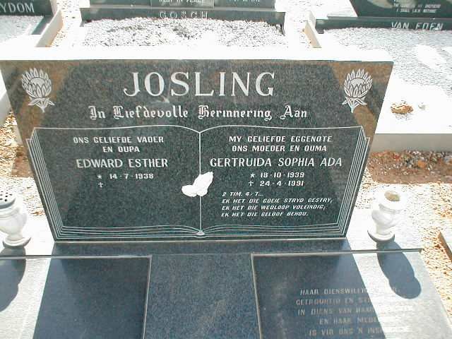 JOSLING Edward Esther 1938- &amp; Gertuida Sophia Ada 1939-1991
