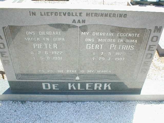 KLERK Pieter, de 1922-1991 &amp; Gert Petrus 1923-1987