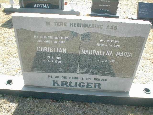 KRUGER Christian 1919-1990 &amp; Magdalena Maria 1936-