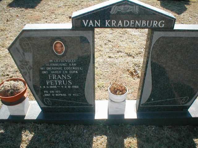 KRADENBURG Frans Petrus, van 1935-1989