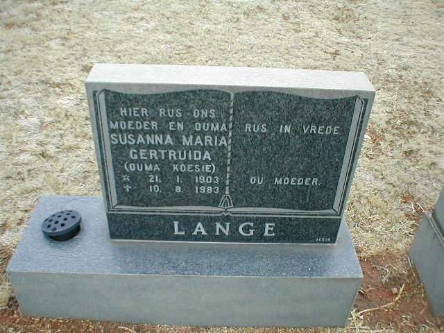 LANGE Susanna Maria Gertruida 1903-1983