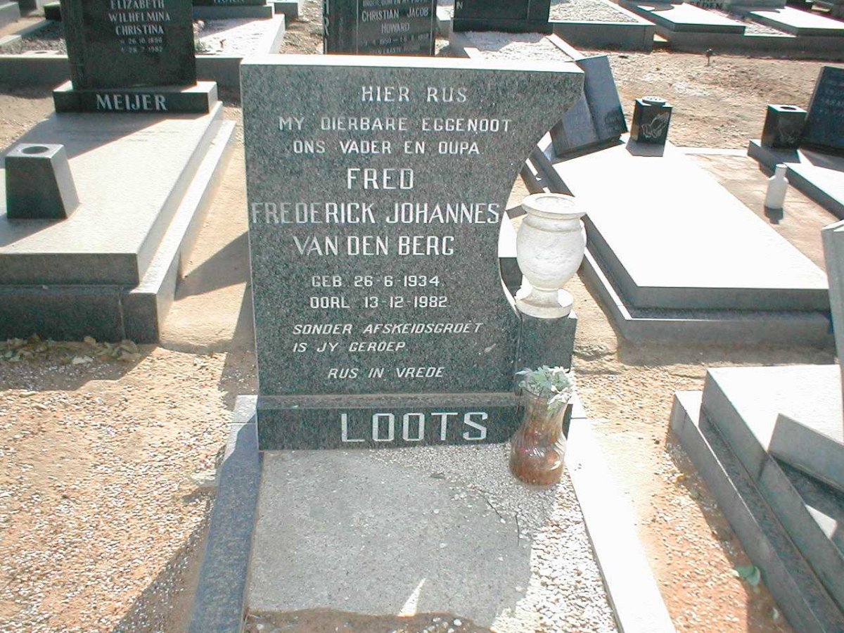 LOOTS Frederick Johannes van den Berg 1934-1982