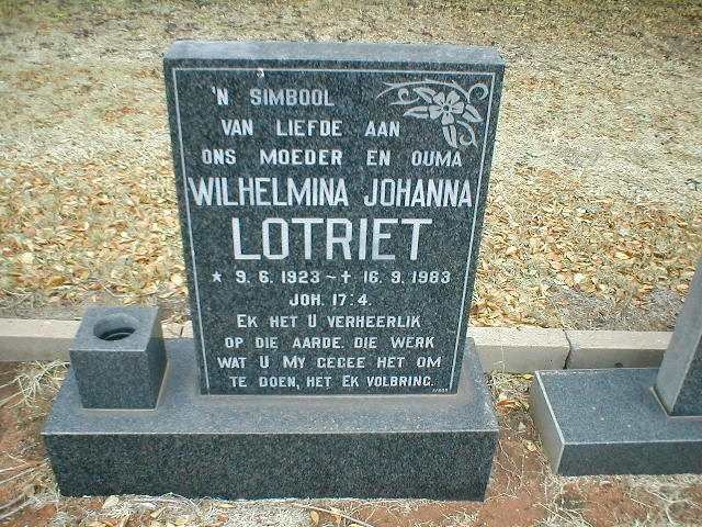 LOTRIET Wilhelmina Johanna 1923-1983