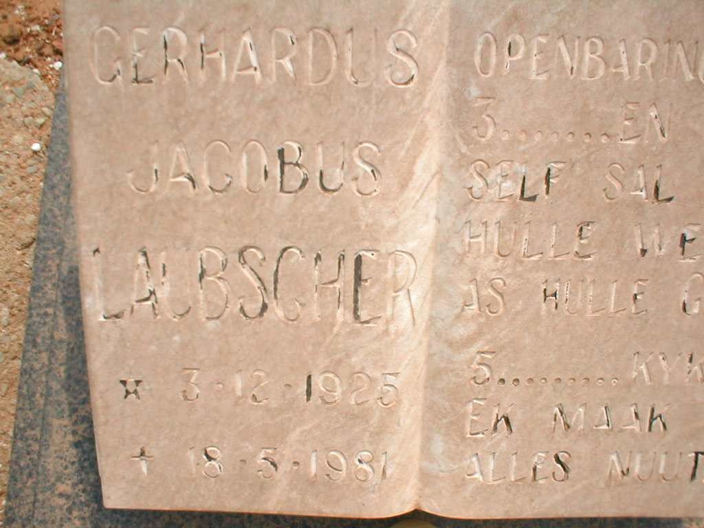LAUBSCHER  Gerhardus Jacobus 1925-1981