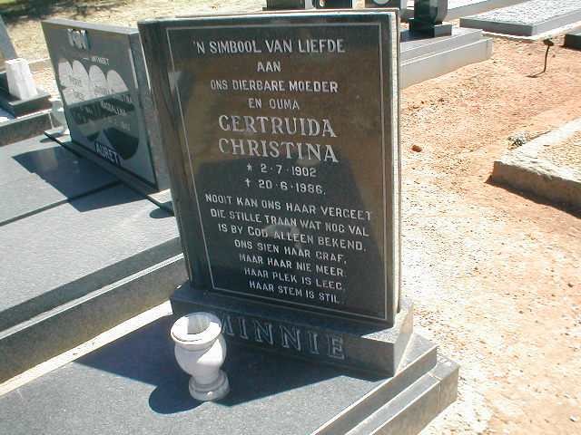 MINNIE Gertruida Christina 1902-1986