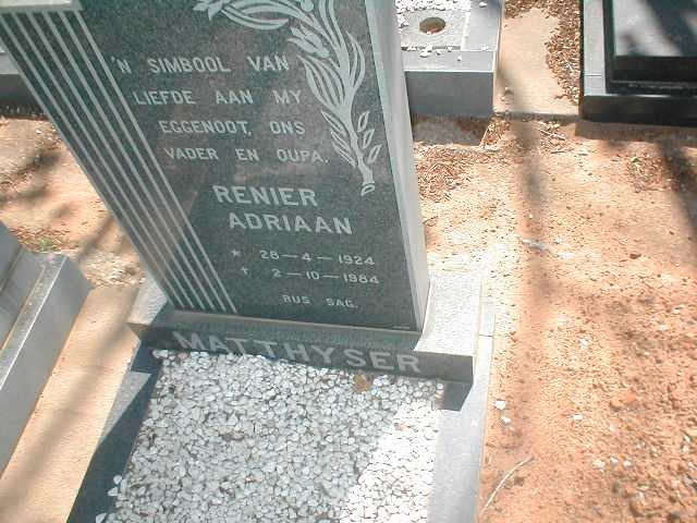 MATTHYSER Renier Adriaan 1924-1984