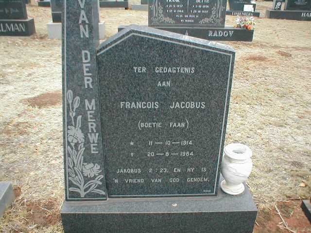 MERWE Francois Jacobus, van der 1914-1984