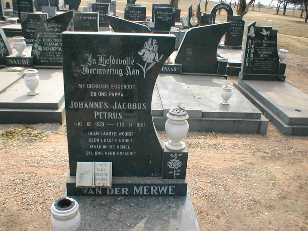 MERWE Johannes Jacobus Petrus, van der 1931-1981