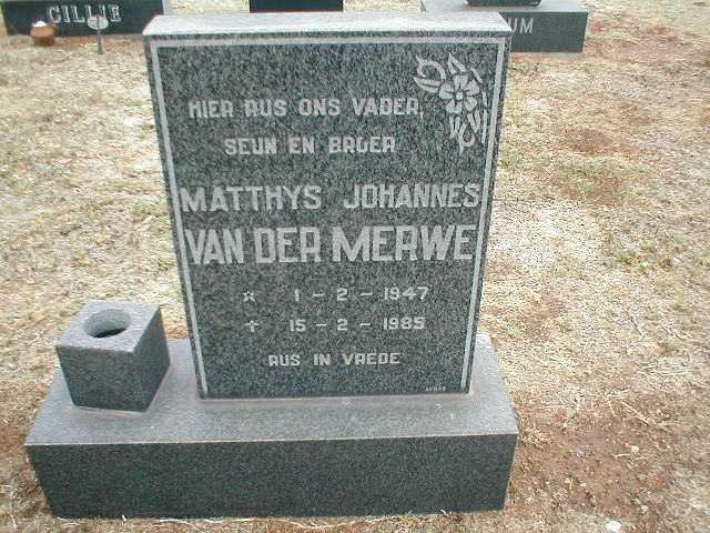 MERWE Matthys Johannes, van der 1947-1985