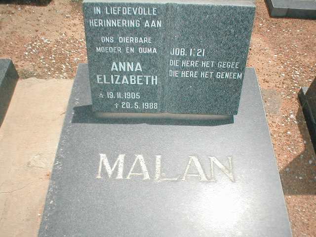 MALAN Anna Elizabeth 1905-1988