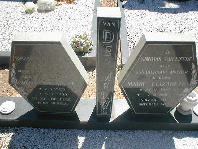 MERWE Johannes Cornelius, van der 1925-1985 &amp; Marie Elizabeth 1927-1991