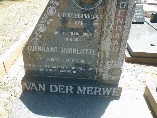 MERWE Coenraad Robbertze, van der 1973-1988