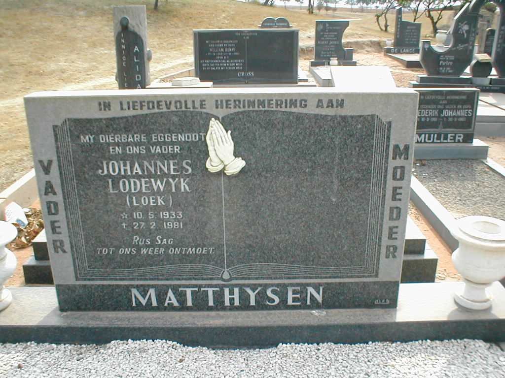 MATTHYSEN Johannes Lodewyk 1933-1981