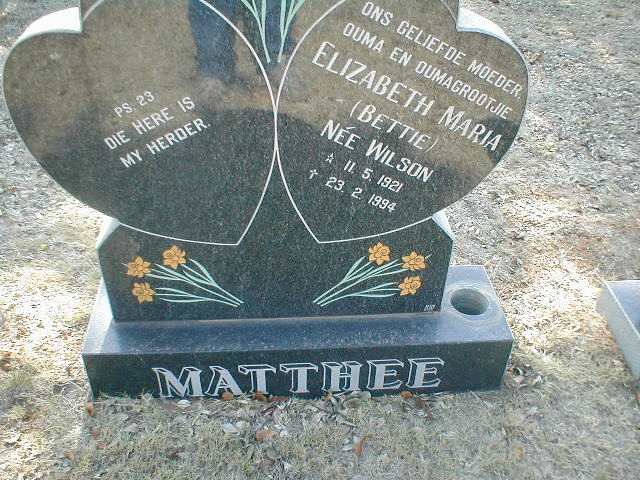 MATTHEE Elizabeth Maria nee WILSON 1921-1994