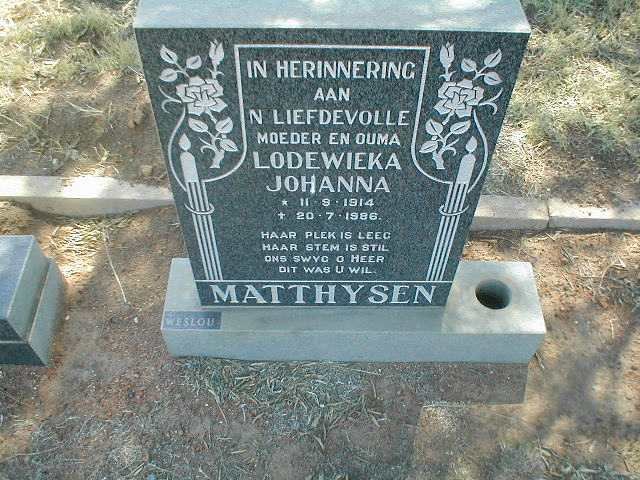 MATTHYSEN Lodewieka Johanna 1914-1986