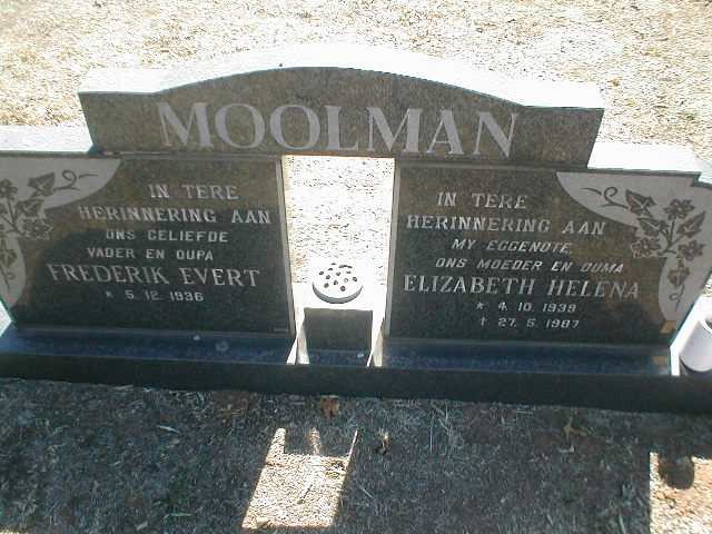 MOOLMAN Frederik Evert 1936 - &amp; Elizabeth Helena 1939 - 1987