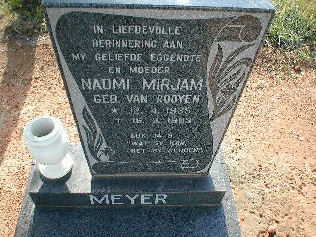 MEYER Naomi Mirjam geb. VAN ROOYEN 1935-1989
