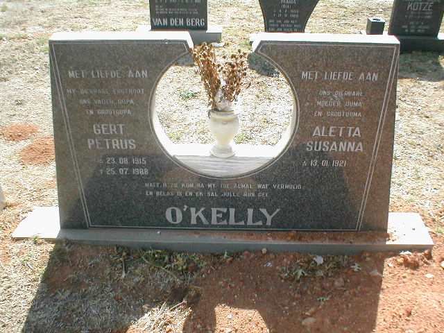O'KELLY Gert Petrus 1915-1988 &amp; Aletta Susanna 1921-