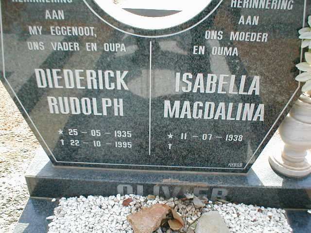 OLIVIER Diederick Rudolph 1935-1995 &amp; Isabella Magdalina 1938-