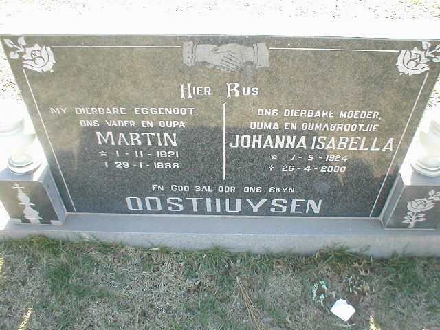 OOSTHUYSEN Martin 1921-1988 &amp; Johanna Isabella 1924-2000
