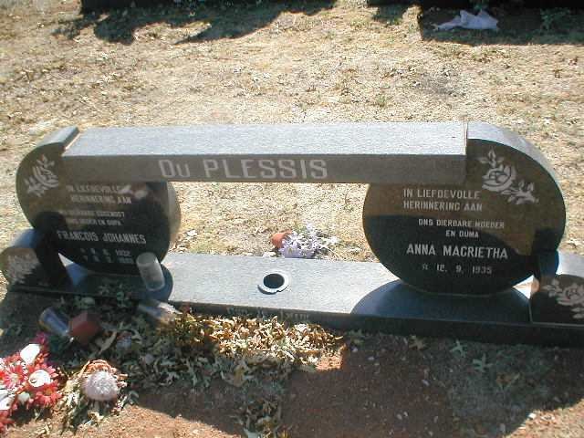PLESSIS Francois Johannes, du 1932-1988 &amp; Anna Margaretha 1935-